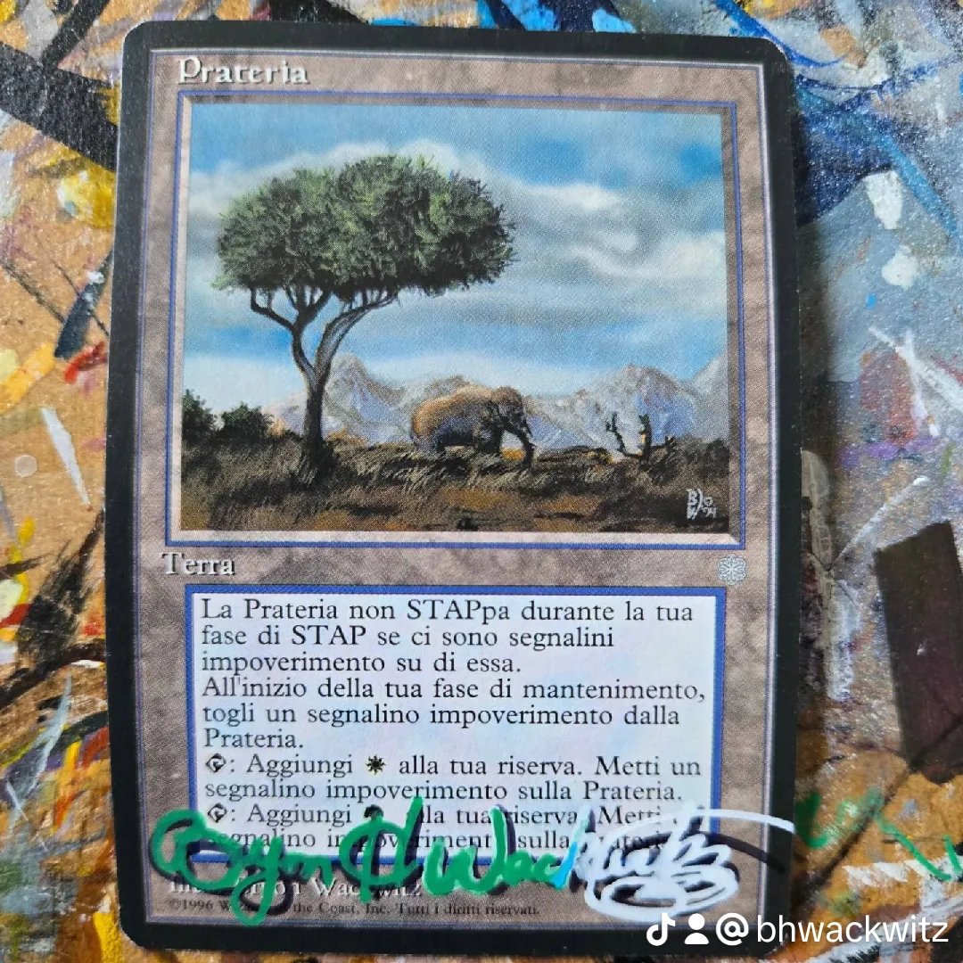 Finished a painting on the back of a Ice age Veldt mtg proof of mine. Acrylic on card 3.5" x 2.5 X