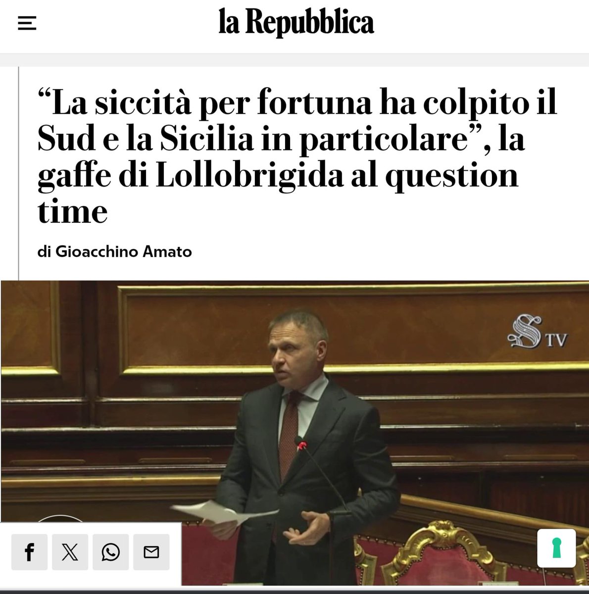 I casi sono due. O non si rende conto di quello che legge, oppure crede davvero che ci siano regioni di Serie A e di Serie B. Quando si dice “un profilo inadeguato per un incarico istituzionale”. Un consiglio non richiesto alla cara @GiorgiaMeloni: meno cognati, più gente