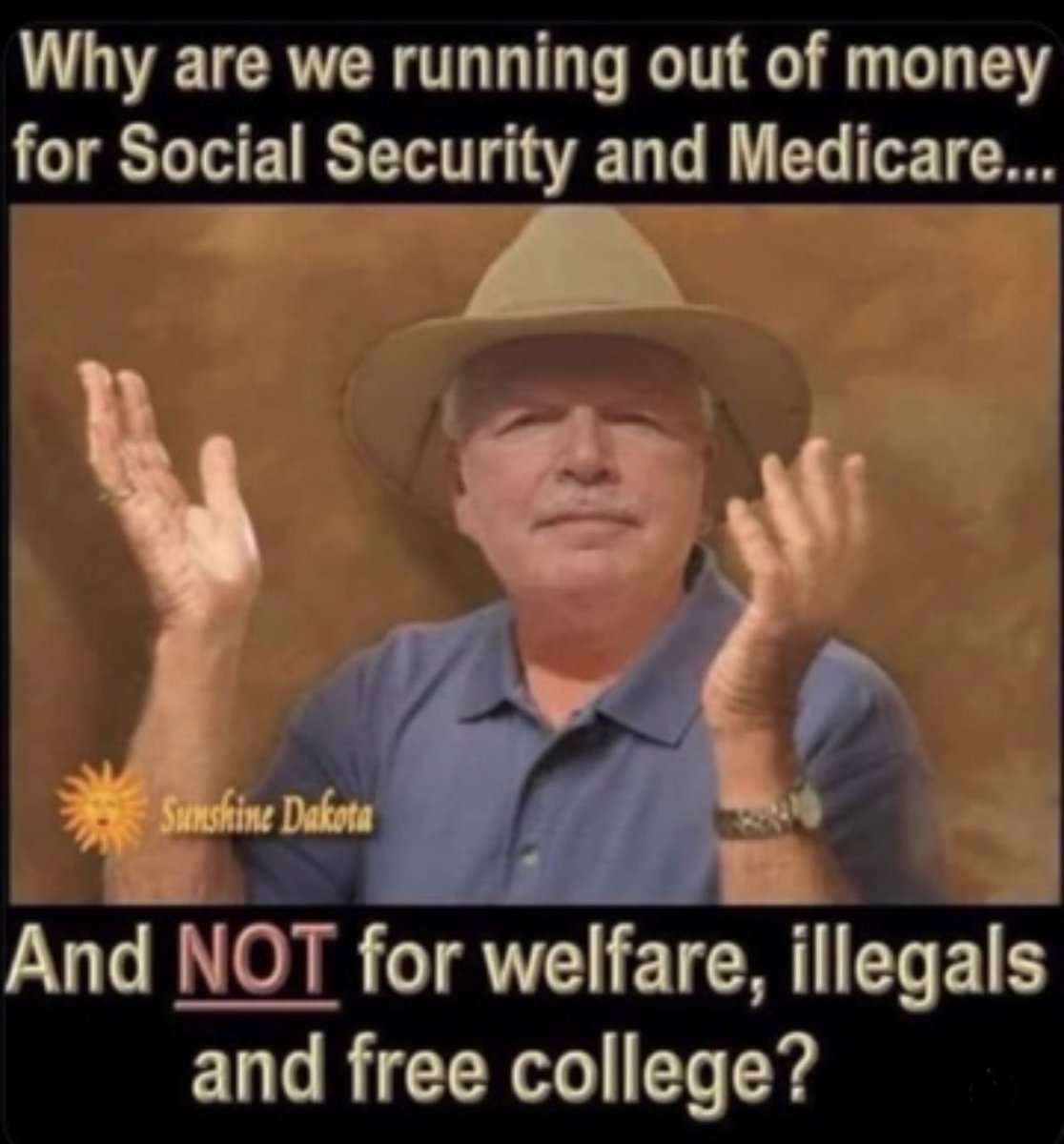 Ever stop and think about it? Social Security and Medicare are paid for by We The People but they are running out of money for it. But all the free things they give away, which we pay for, isn’t. Who thinks it is one big load of BS?🙋‍♂️