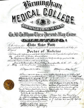 Today’s Find: Diploma of Elisha Baker Smith from the #Birmingham Medical College May 10, 1912 #Alabama tinyurl.com/yah7twa2 #histmed #bham #OTD