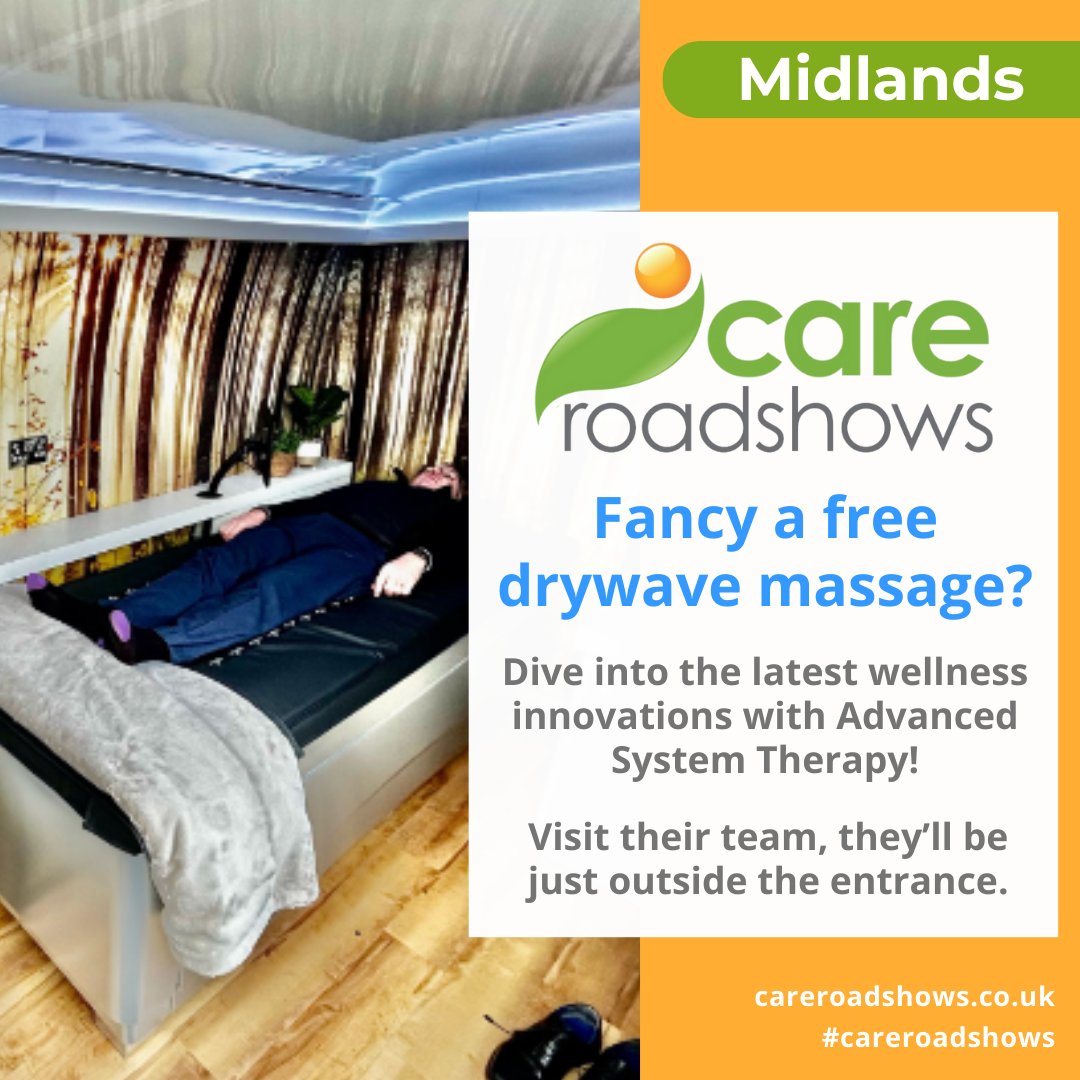 Feeling stressed? Let's fix that! Visit Advanced Therapy System at #careroadshow Midlands & dive into the incredible benefits of dry-hydrotherapy massage.
 
It's best to try before you buy right? Grab your free ticket > careroadshows-2024.reg.buzz/twitter

#caresector #healthcare #carehomes