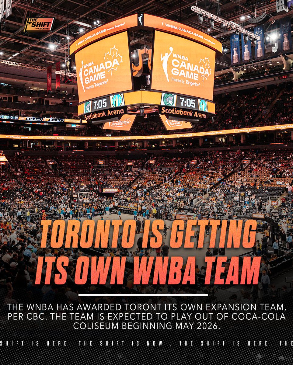 Toronto has been awarded a WNBA expansion taem, according to @CBC. The team will reportedly play out of Coca-Cola Coliseum and begin play in 2026.