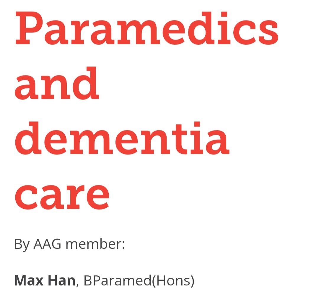 Incredibly grateful to <a href="/DrMegPolacsek/">Dr Meg Polacsek</a> for this opportunity to write for the <a href="/gerontologyau/">AAG</a> AAG500 Blog about #paramedics and #dementia care &gt;&gt; aag.asn.au/Web/Stay-Infor…