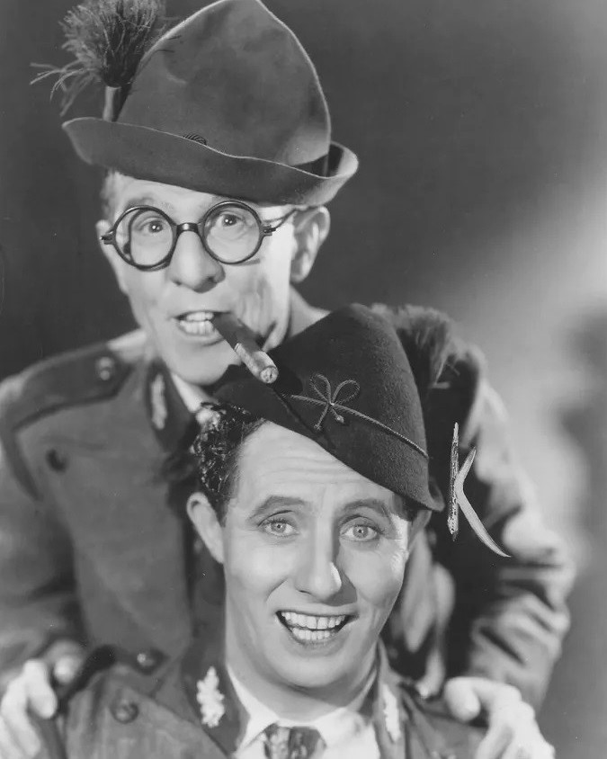 Bert Wheeler (bottom) and Robert Woolsey (top). Vaudeville & Broadway performers who formed the comedy team 'Wheeler & Woolsey' in 1928 and made 21 films together between 1930 and Woolsey's death in 1938.