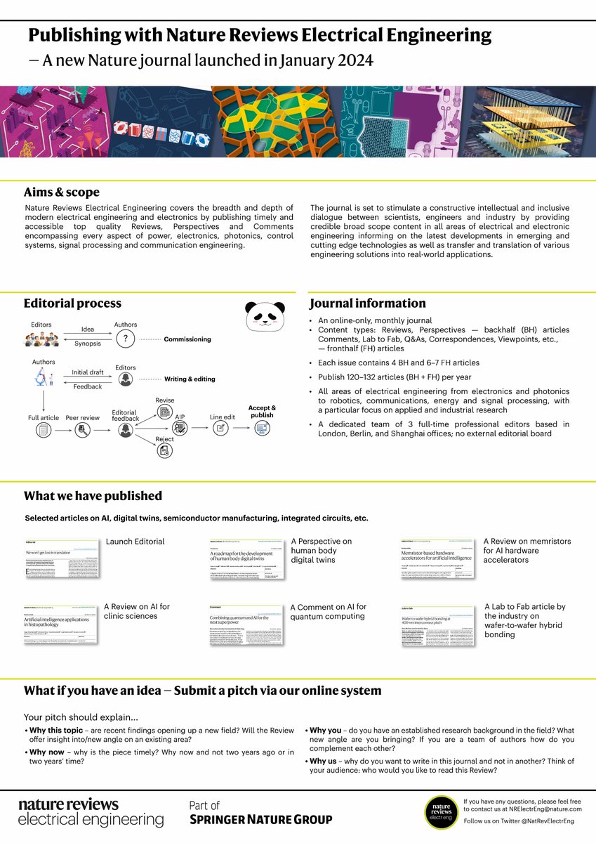 Nature Reviews Electrical Engineering (@natrevelectreng) on Twitter photo Thank you to our editorial team and art editor for preparing the poster. We are going to IEEE International Symposium on Circuits and Systems in Singapore 2024.ieee-iscas.org Come and talk to us in person! Thank you to our editorial team and art editor for preparing the poster. We are going to IEEE International Symposium on Circuits and Systems in Singapore 2024.ieee-iscas.org Come and talk to us in person!
