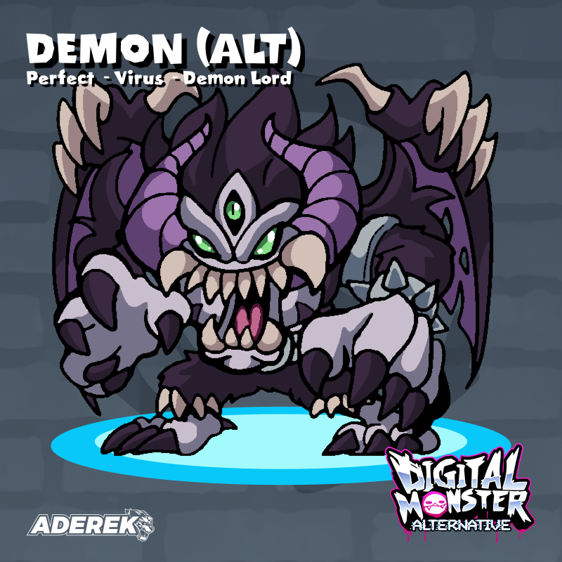 👹 Demon is the perfected form of Devimon, a true Demon Lord. This Digimon acts as a cancer in the servers' defense system, converting Firewall legionnaires into viral agents.