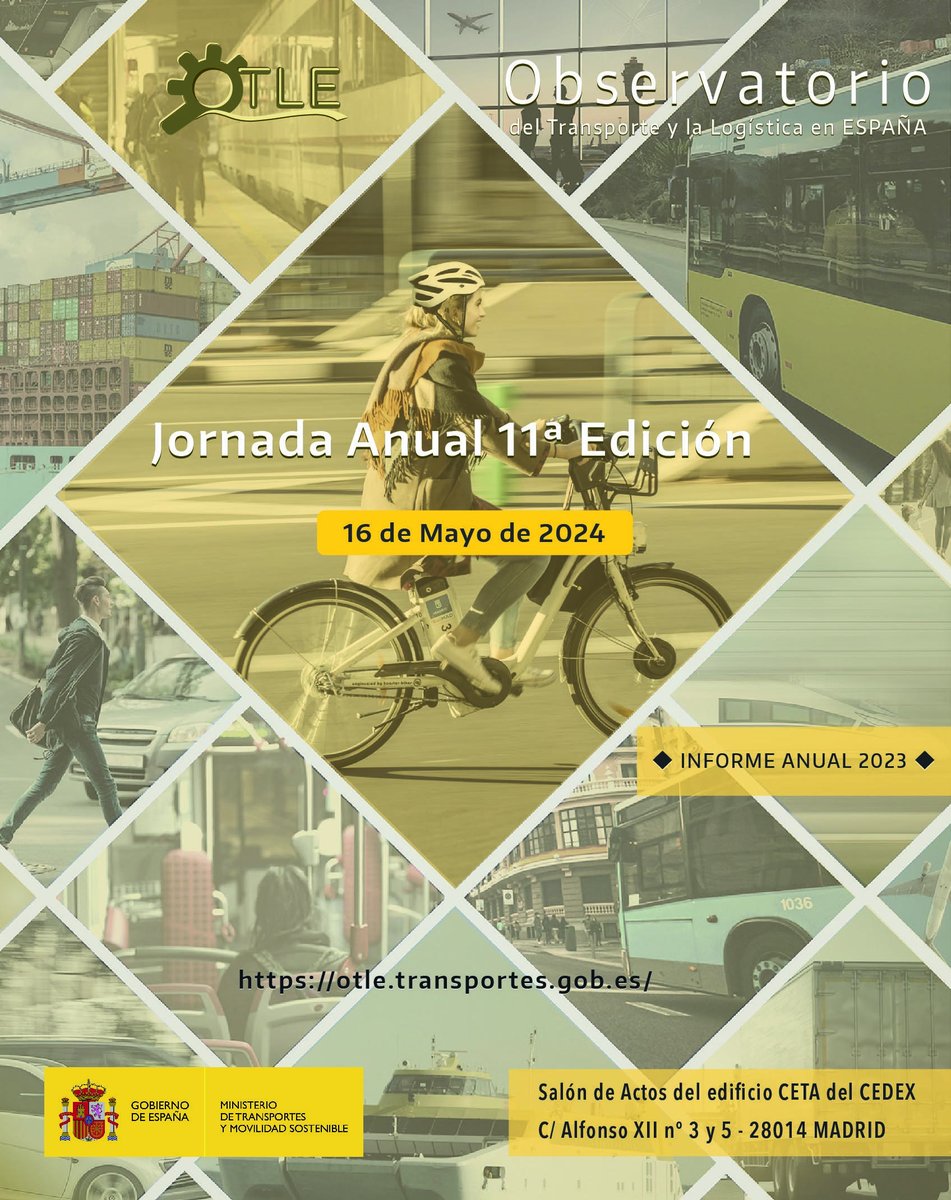 🗓️ La Secretaría General de Movilidad Sostenible celebra el jueves 16 de mayo la Jornada Anual del Observatorio del Transporte y la Logística en España (OTLE). 📄 Programa: otle.transportes.gob.es/elementos-del-… Asistencia gratuita previa inscripción: otle.transportes.gob.es/formulario-de-…