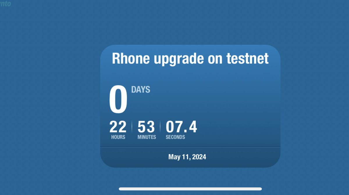 The Rhone Upgrade is a major step forward for @Alephium! Stay tuned for updates as the testnet goes live tomorrow! 
countingdownto.com/?c=5552553
#Alephium #RhoneUpgrade