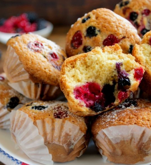 Soft, sweet and flavorful berry muffins are simple but delicious homemade baked goods for every day and for the holidays.