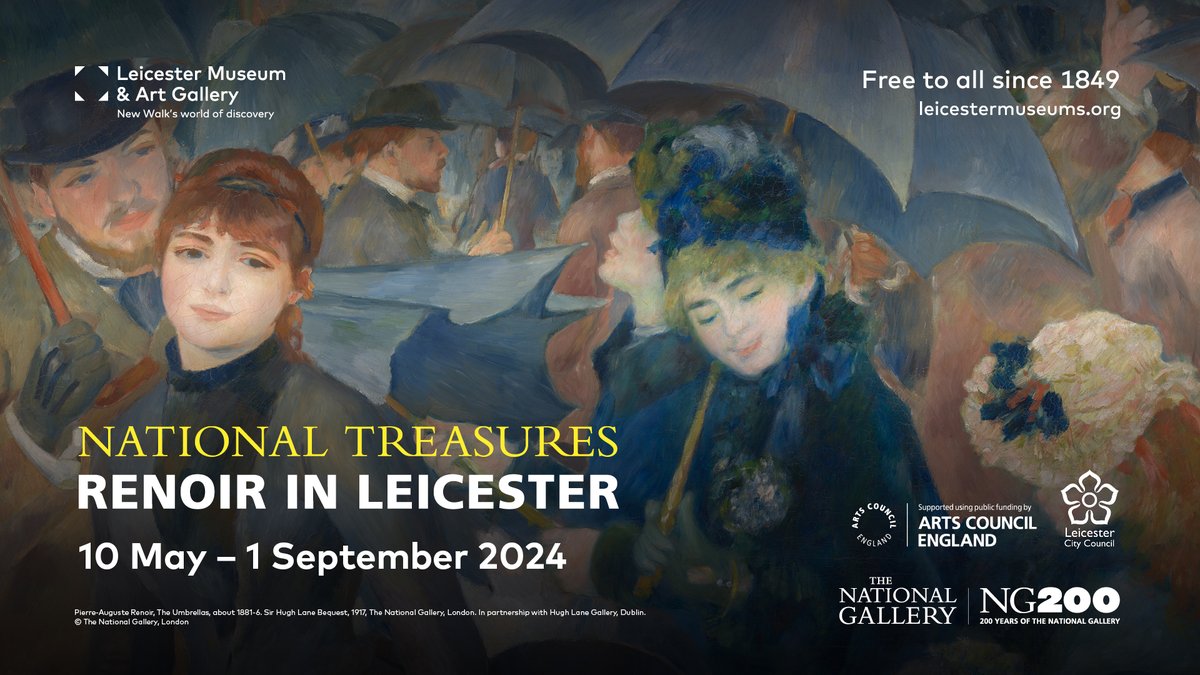 Renoir: Out of Hours Tour Experience Pierre-Auguste Renoir's The Umbrellas on a special loan from @NationalGallery without the crowds on a weekend pre-opening tour of this iconic artwork and #LeicesterMuseum's collection. #NG200 leicestermuseums.org/Renoir-Tours