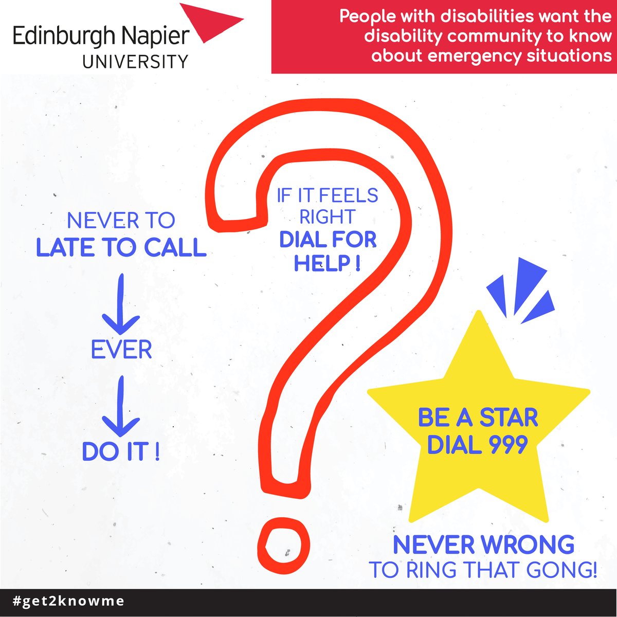 Remember! It's never too late to call for help. It it feels right, dial for help! Be a star, dial 999 🌟 Never wrong to ring that gong! #get2knowme #scotLDweek24