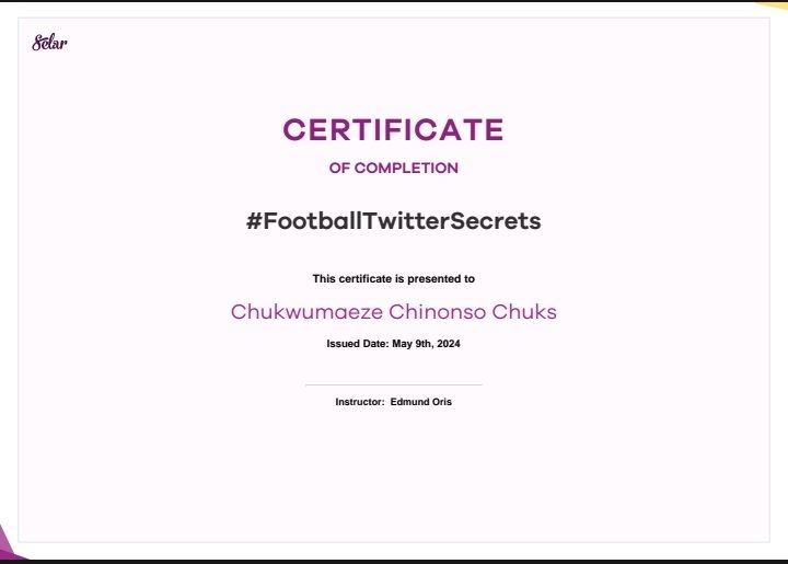 Completed my #FootballTwitterSecret course 🔥🔥