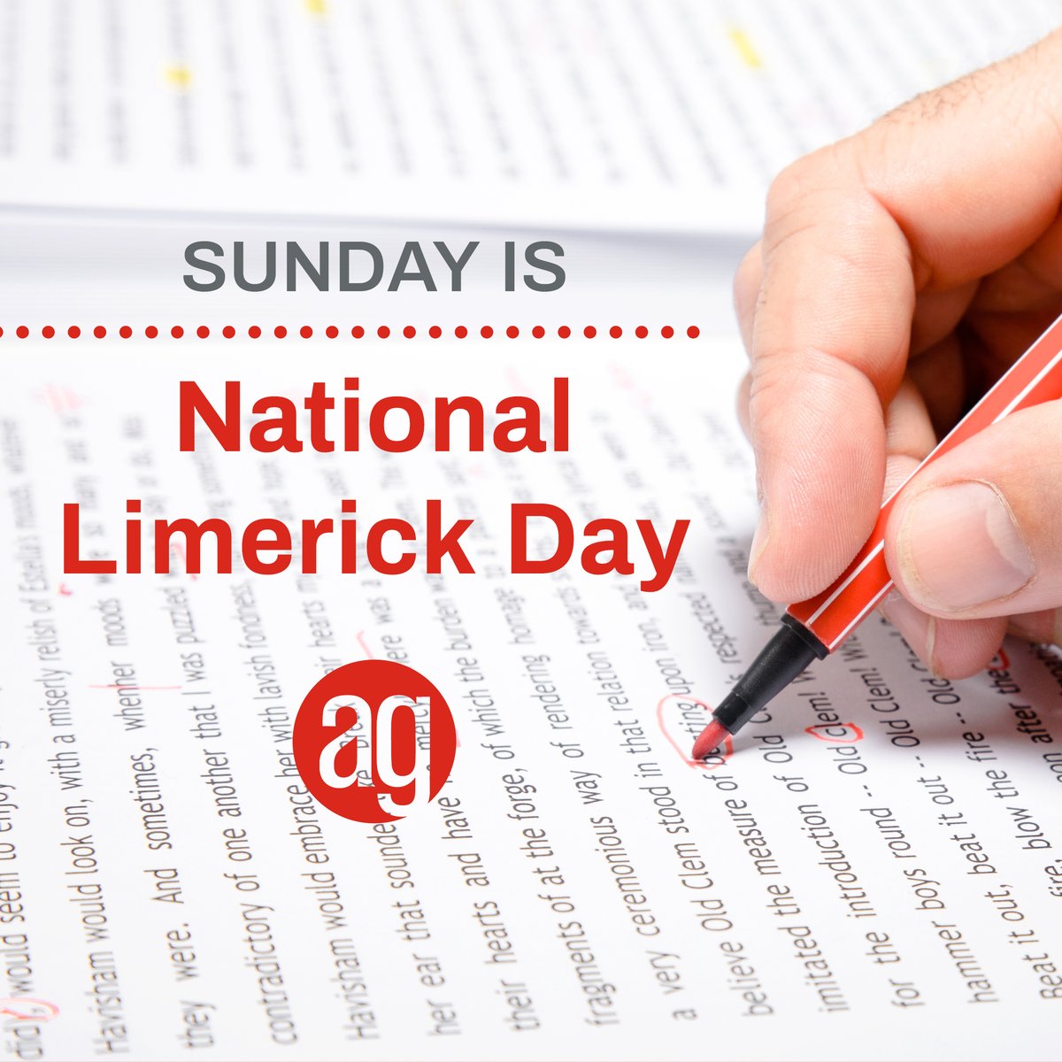 This Sunday is National Limerick Day! While you may not be writing poetry for your customers, well-appointed language has power.

Check out our copywriting services: b.link/AGcopywriting 

#NationalLimerickDay #copywriting #WoodDaleIL #FirstImpression #marketing