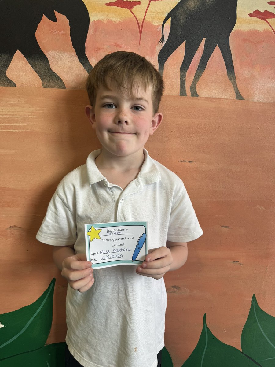 latimerprimary's tweet photo. A huge well done to Oliver who received his pen licence today! ✍️ He has made such great progress through lots of practice, perseverance and resilience! Well done Oliver!! #4ND #beautifulwriting #learningbehaviours https://t.co/XVLxEmO92D