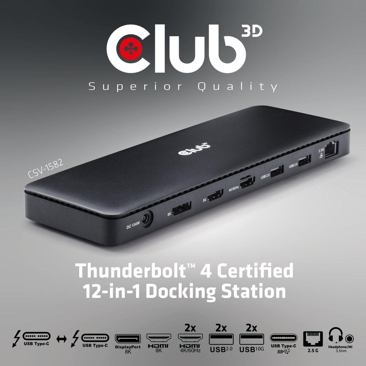 Upgrade your workspace with the Club 3D CSV-1582 Thunderbolt™ 4 Certified 12-in-1 Docking Station! Enjoy seamless connectivity with up to 40Gb/s data and video, 3 displays simultaneously, and smart power distribution. 
club-3d.com/.../thunderbol…