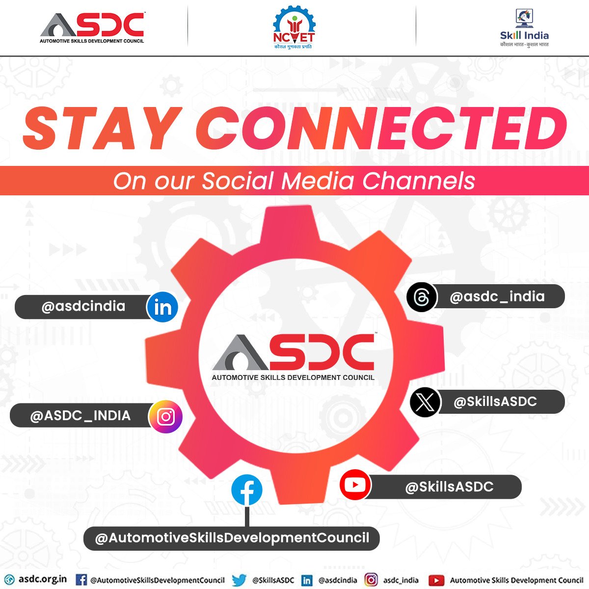 Ready to kickstart your automotive career? Dive into ASDC's social media hub for skill-building, industry updates, and trendspotting. Follow us now to fast-track your journey to success! #SkillingIndia #SkillIndia #threads #instagram #socialmedia #follow #followers #Skills