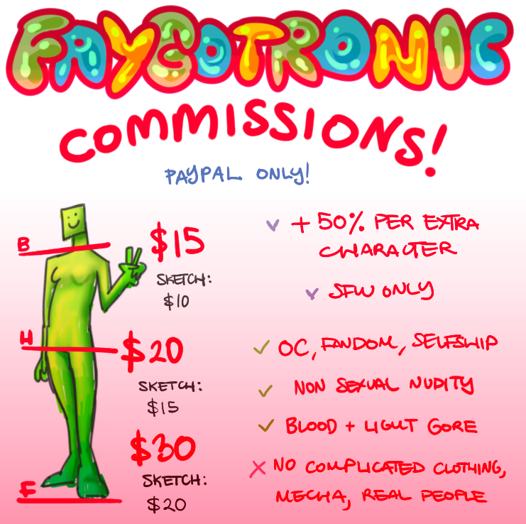 faygotronic's tweet photo. Commissions r open for tha first time.. WAW!!

prices are in USD, DM me for more info/examples! :3 https://t.co/OXNBQnuTho