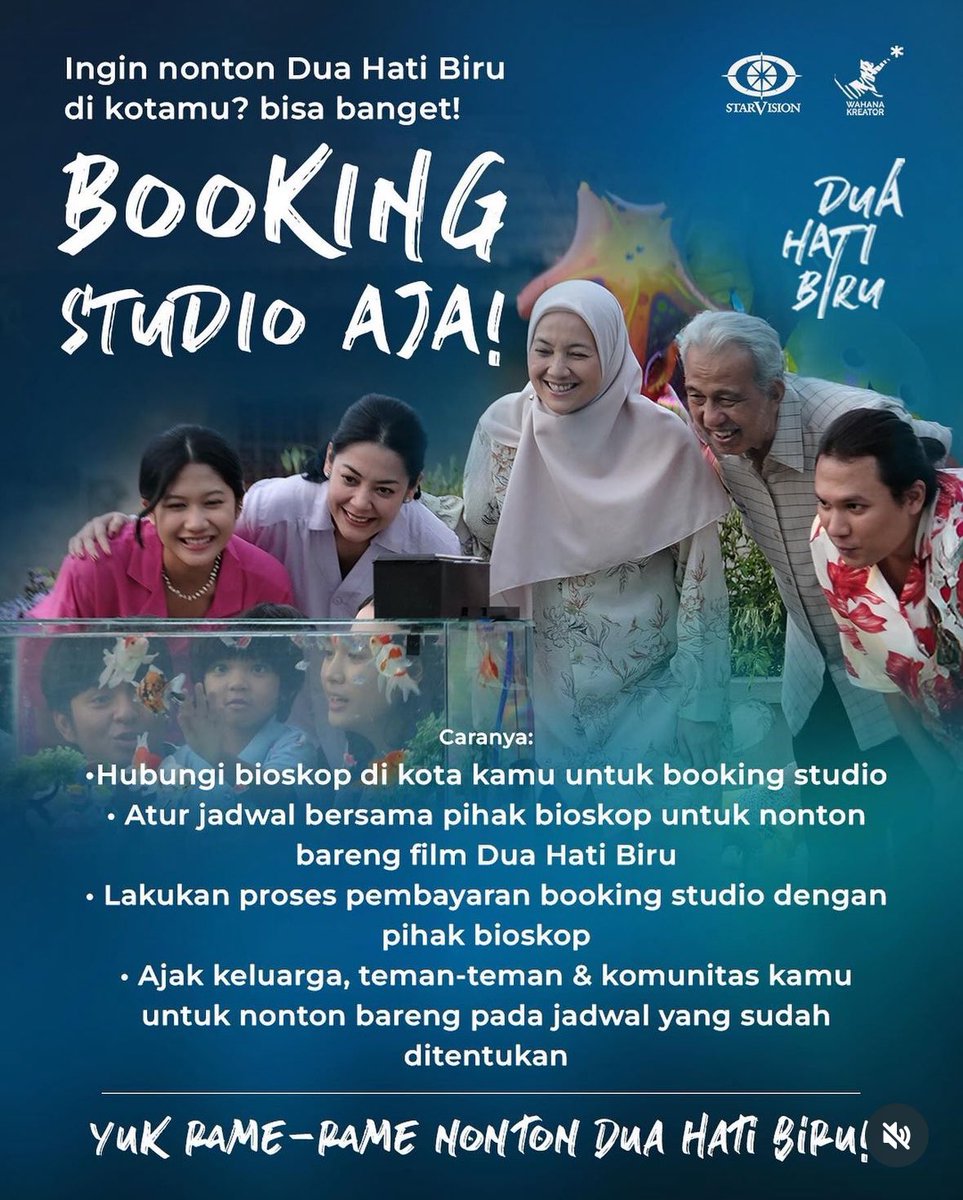 Teman-teman yang belom kesampean nonton Dua Hati Biru, kira-kira mau nggak kita rame-rame adain nobar sewa satu studio? Kalau banyak yang mau, aku gas banget nih.