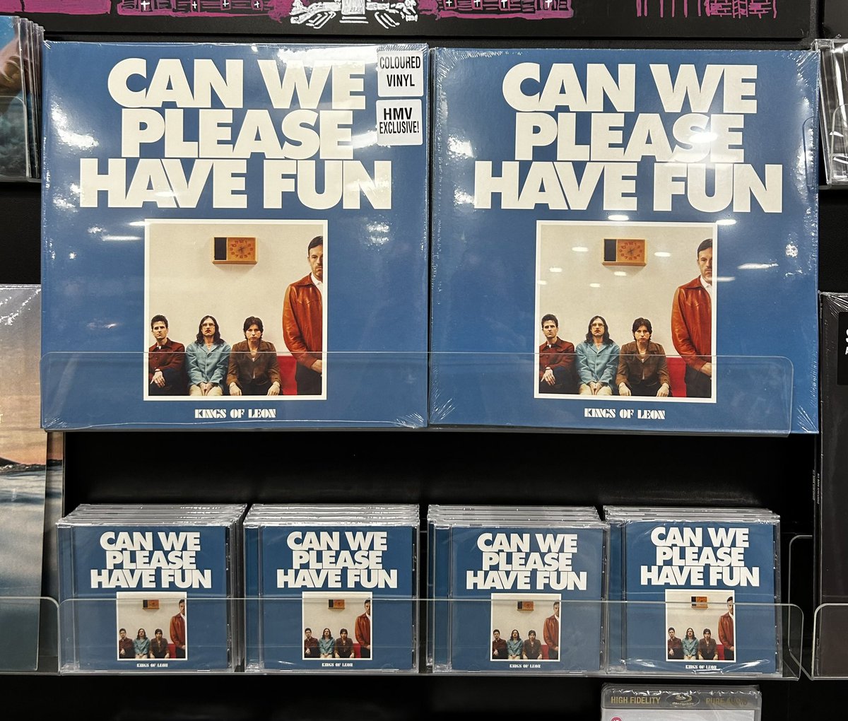 New album from @KingsOfLeon #CanWeHavePleaseHaveFun is out today.Available on cd,vinyl and #HmvExclusive coloured vinyl. #NewMusicFriday