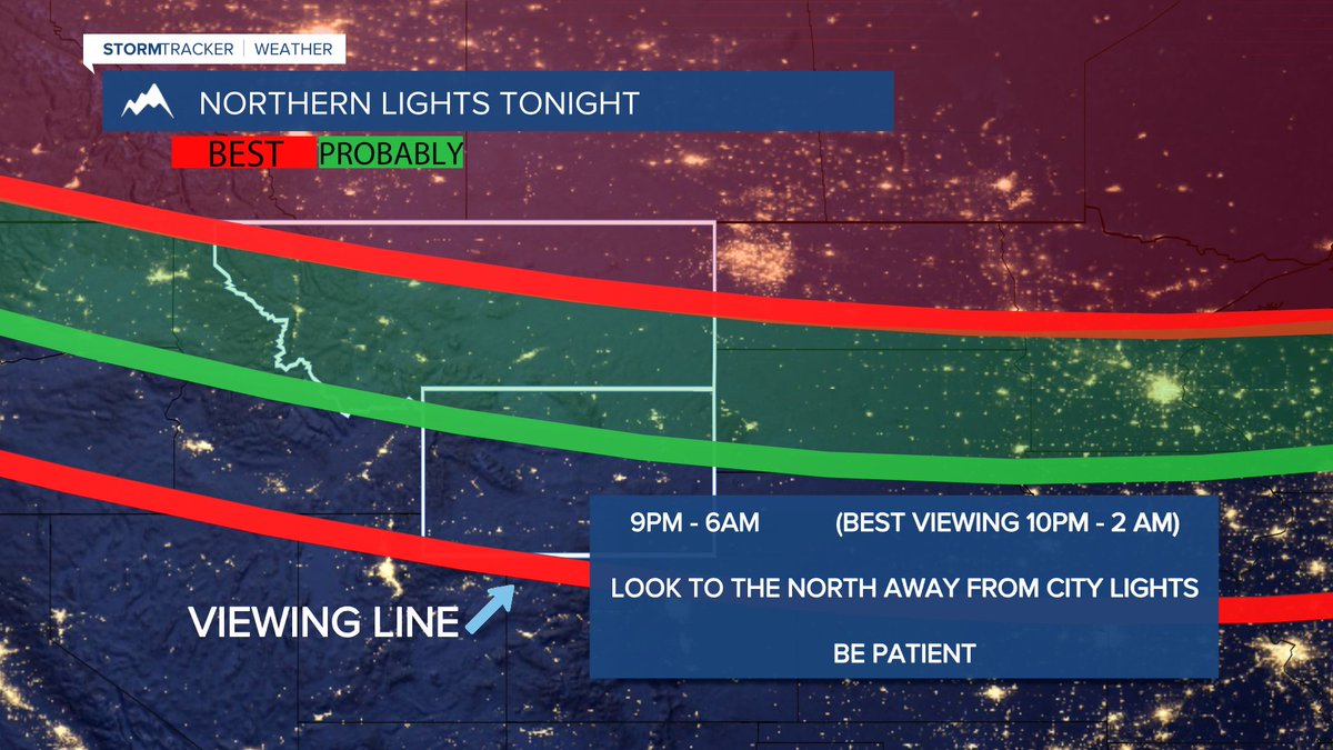 Skies should be mostly clear tonight for viewing. Good luck! 

#northernlights #auroraborealis #mtwx #wywx