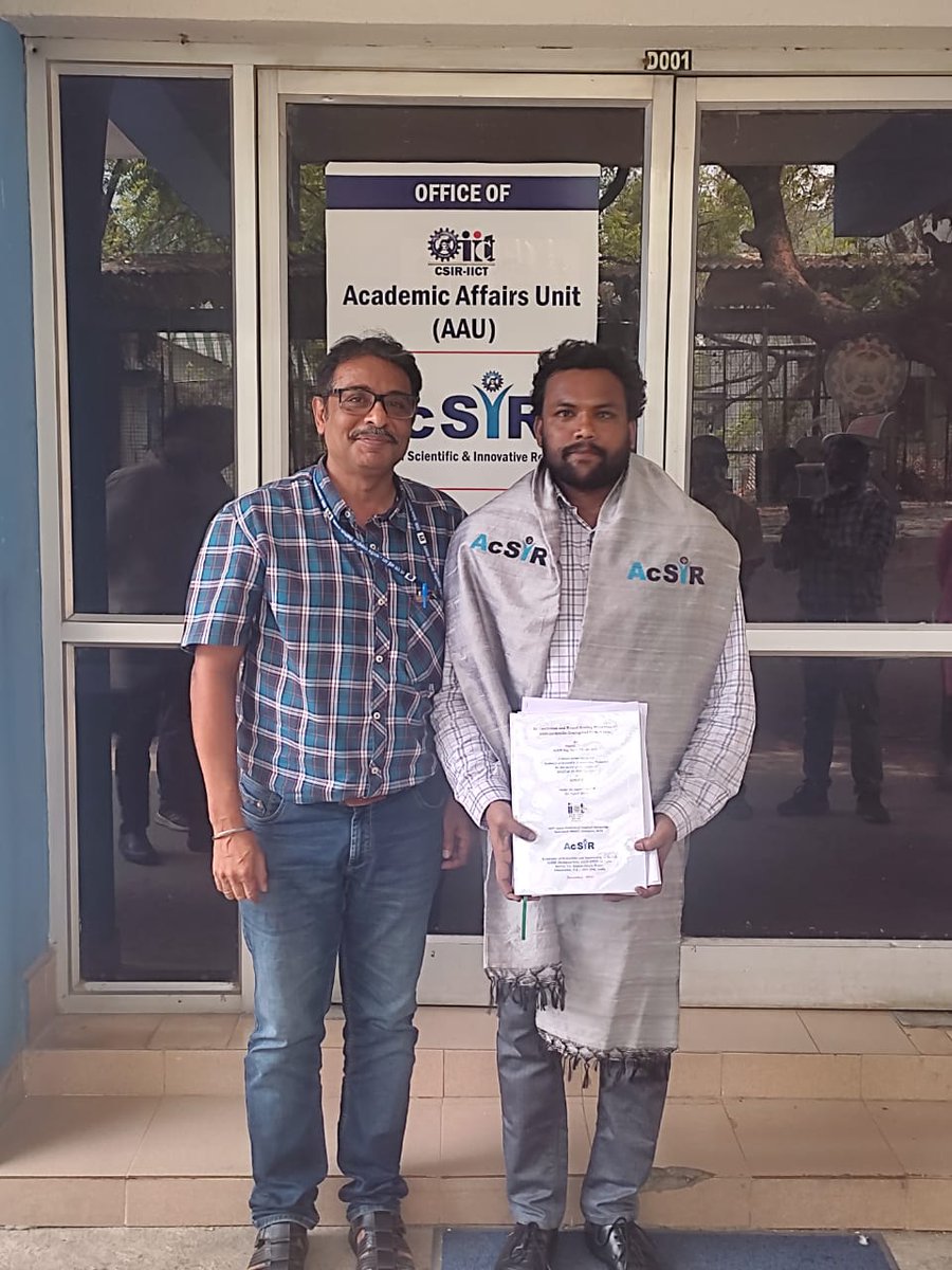 Mr. Rajesh Gujju (Enrolment No. 10BB18A18070) worked with Dr. Sunil Misra, CSIR-IICT has successfully defended his viva-voce examination for the award of Ph.D Degree on May 10, 2024. @CSIR_IND @DrNKalaiselvi @CSIR_NIScPR @AcSIR_India