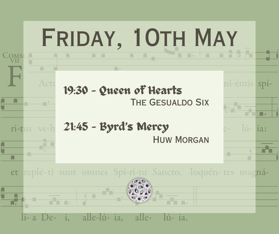 Today's the day! We can't wait to welcome you all this evening for an exciting start to this year's festival 🎶 Tonight we're excited to welcome @TheGesualdoSix at 19:30, followed by @HuwMorgan1 at 21:45 for some late night musical meditation 🕯️