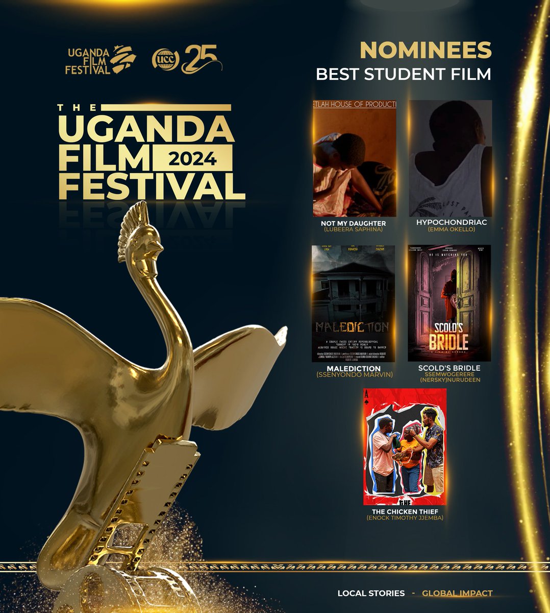 Which of these have you watched ?
Here are the nominiees for best student film 
#UFF2024 #LocalStoriesGlobalimpact
Cc : @UCC_Official