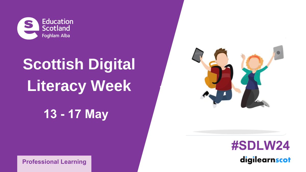 Scottish Digital Literacy Week (Monday 13 May – Friday 17 May) focuses on the use of digital tools, skills and knowledge to bring creative learning and thinking to life! Check out the sessions available in this thread and sign up🧵👇#SDLW24 (1/11)