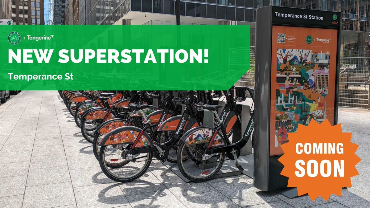 New Superstation (Coming Next Week) 🚨 Temperance St will soon be the home of a new superstation starting next Monday.📍🚲 Commuters can use this station from 7-10am weekly for guaranteed docking space and valet service.
