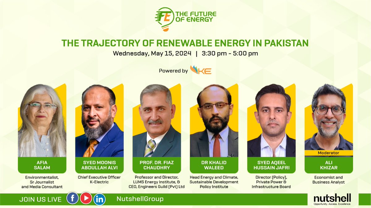 Nutshell Conferences Group presents '#FutureofEnergy – The Trajectory of Renewable Energy in Pakistan,' a webinar series powered by @KElectricPk. 

1/3
