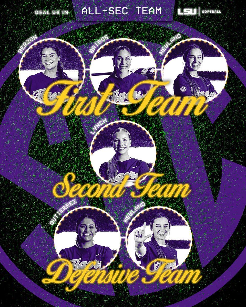 LSUsoftball's tweet image. Five Tigers collect a total of six All-SEC postseason selections!

📄 lsul.su/4bdNJQQ 

#DealUsIn