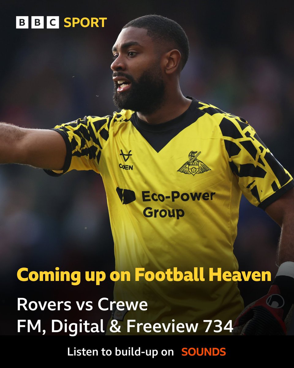 📢 COMING UP FROM 6PM! 🗣️ Your calls on 0800 111 49 49 ⚽️ Doncaster Rovers vs Crewe Alexandra 🎙️ @SportGids1, @adam3oxley, @tombiltcliffe & Mickey Walker 📻 FM & Digital 📺 Freeview 734 Listen to build-up👉bbc.co.uk/programmes/p0h… #DRFC | @BBCSheffield