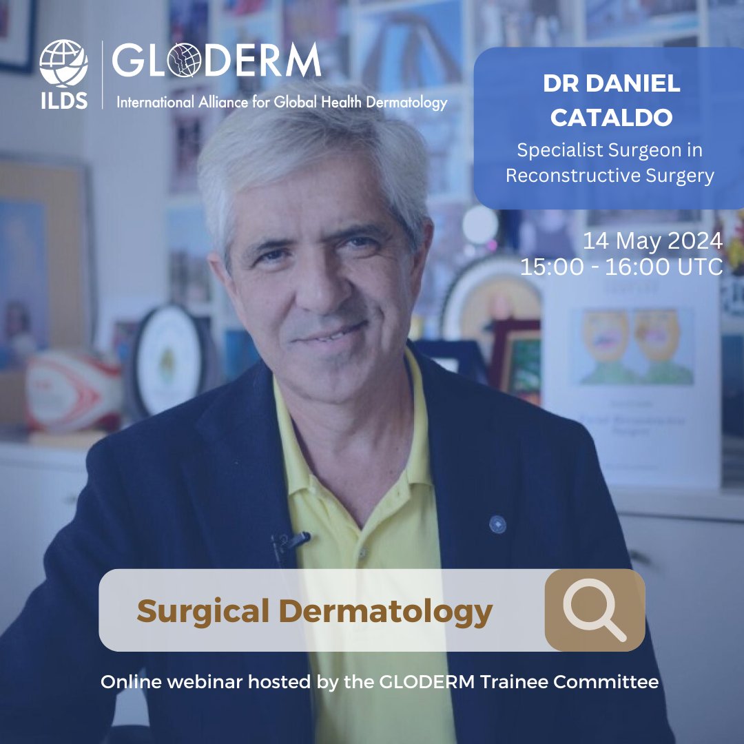 The countdown is on! In just under a week on Tuesday 14th May 2024, from 3:00 - 4:00 PM UTC, we're hosting our next GLODERM Educational Webinar. Dive into 'Surgical Dermatology' with Dr Daniel Cataldo, a renowned Specialist Surgeon. Register here for free: bit.ly/gloderm-webina…