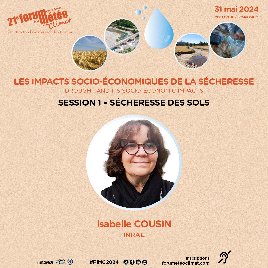 Si on favorisait le couvert végétal pour lutter contre la #sécheresse des sols ? Nous poserons la question à @ICousin_Sols Directrice de recherche science du sol, @INRAE_France, lors du #FIMC2024. RDV le 31.05 : forumeteoclimat.com/programme/coll…