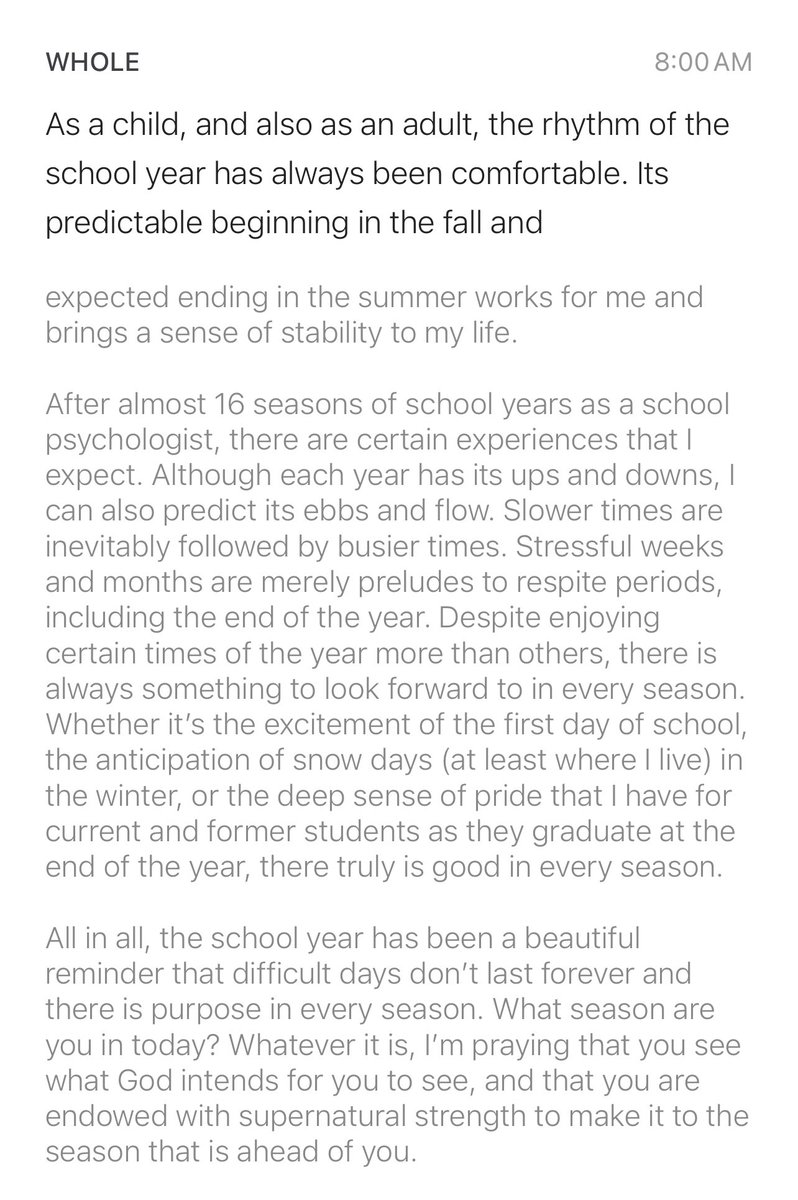 Morning Meditation. As a child, and also as an adult, the rhythm of the school year has always been comfortable. Its predictable beginning in the fall and expected ending in the summer works for me and brings a sense of stability to my life. After almost 16 seasons [read more]