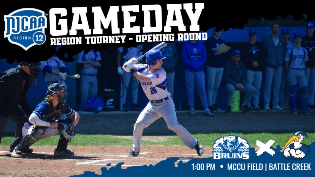 ⚾️ #KCCBaseball Post Season Game Day! No. 16 @BaseballKellogg hosts more Opening Round @NJCAARegion12 Tournament play today at Bailey Park! 🆚 Mid Michigan College 🕐 1:00 PM | 9 inn. 📍 MCCU Field 📊 web.gc.com/teams/yFy2byWv… Let’s go Bruins! #BruinStrong #GoBruins