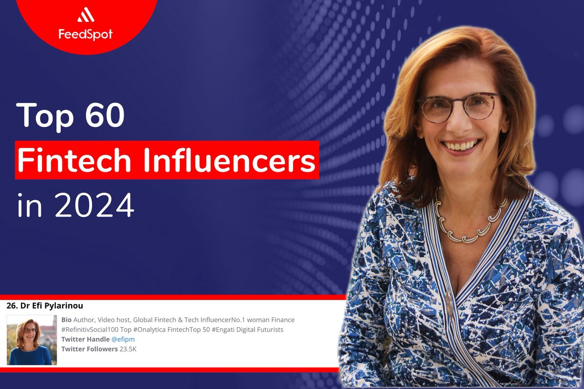🎉 Honored to be included in the latest @_Feedspot list of the Top 60 #Fintech influencers in 2024. buff.ly/3QBcLkN 👏 also to @spirosmargaris @rshevlin @Chris_Skinner @cgledhill @MikeQuindazzi @antgrasso @JimMarous @psb_dc @SabineVdL @stratorob @FGraillot @lexsokolin