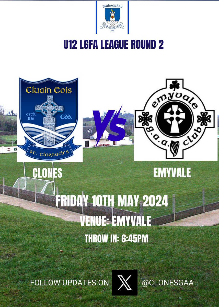 Busy evening ahead for our U12 & 18 girls. 

Good luck to both teams💪

#showyoursupport
#cluaineoisabú
⚪️🔵