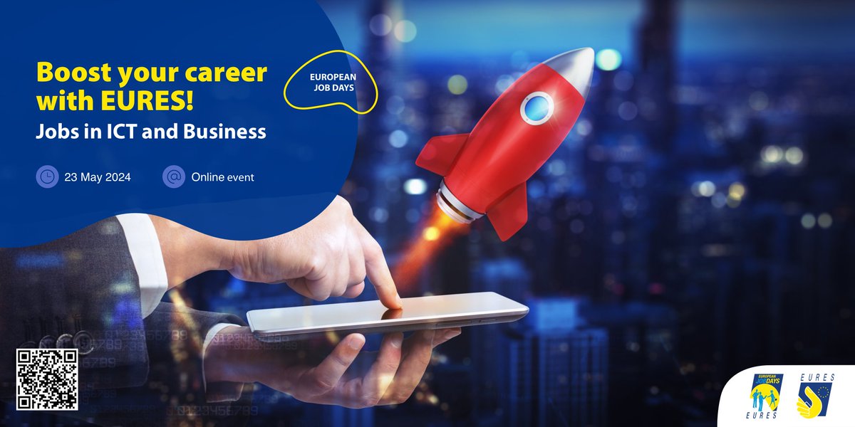 Ready to take your career to the next level🚀? Do you have #ICT or #Business skills? Check out jobs in Ireland and EU available for #BoostYourCareer with EURES Online Job day. Over 35 employers from Ireland and EU will attend. Register TODAY 👉europeanjobdays.eu/en/taxonomy/te… #EURESjobs