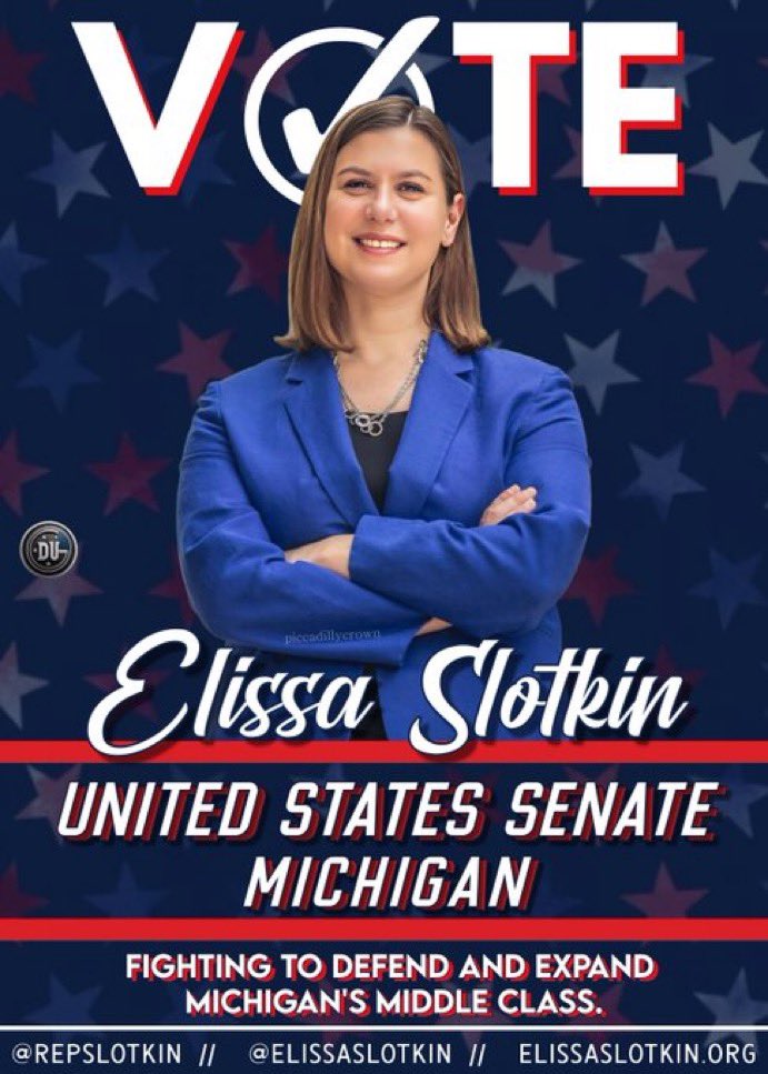 #DemsUnited #Fresh #ProudBlue #Allied4Dems ELISSA SLOTKIN is running for the US Senate from Michigan and needs our support! While serving in the US House, @ElissaSlotkin has been a champion for women’s reproductive freedoms and is endorsed by @reproforall Reproductive Freedom…