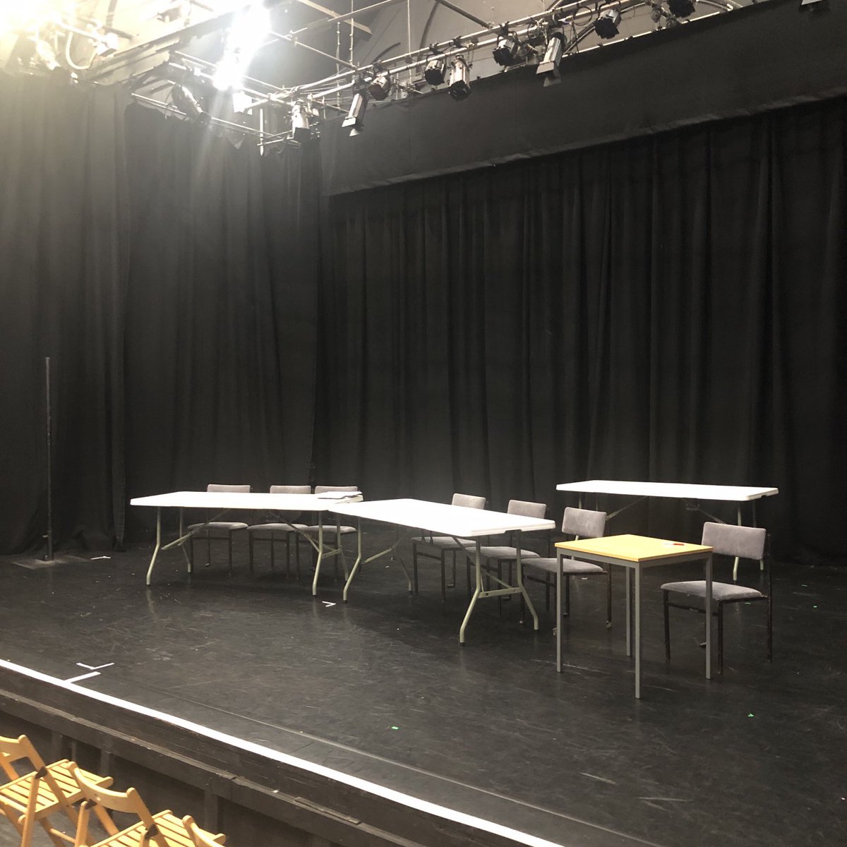 Setting up for our ACE-funded script development reading at ⁦@BarbicanTheatre⁩ from ⁦@CriTheatre⁩ New Writing - thanks to ⁦@LauraCHorton⁩ and ⁦@FelixMosse⁩