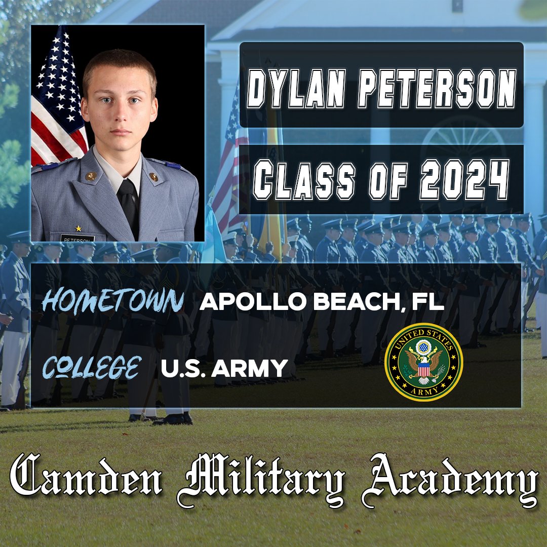 Congratulations to Cadet Dylan Peterson! #camdenmilitary #seniorspotlight