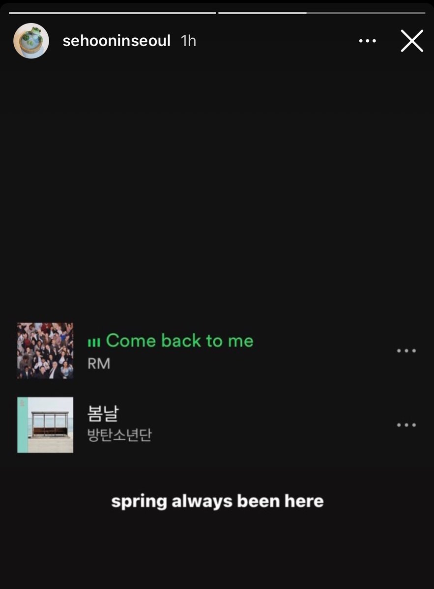 [💜] Jang Sehoon (Team RM ve A&R yaratıcısı) İnstagram Güncellemesi 'bahar her zaman buradaydı' *Spring Day ve Come back to me liste ssi ile 😭😭😭 #Comebacktome