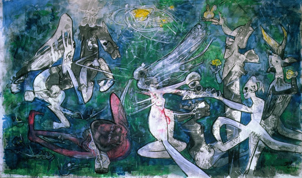 un quadro del pintor xilè Matta: 'Munda y desnuda, la libertad contra la opresión' (1986)