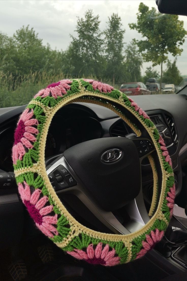 daisy crochet steering wheel