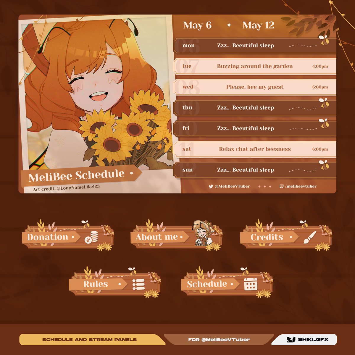 🌻🐝 Streaming overlays, Schedule and Panels for @MeliBeeVTuber 🐝🌻