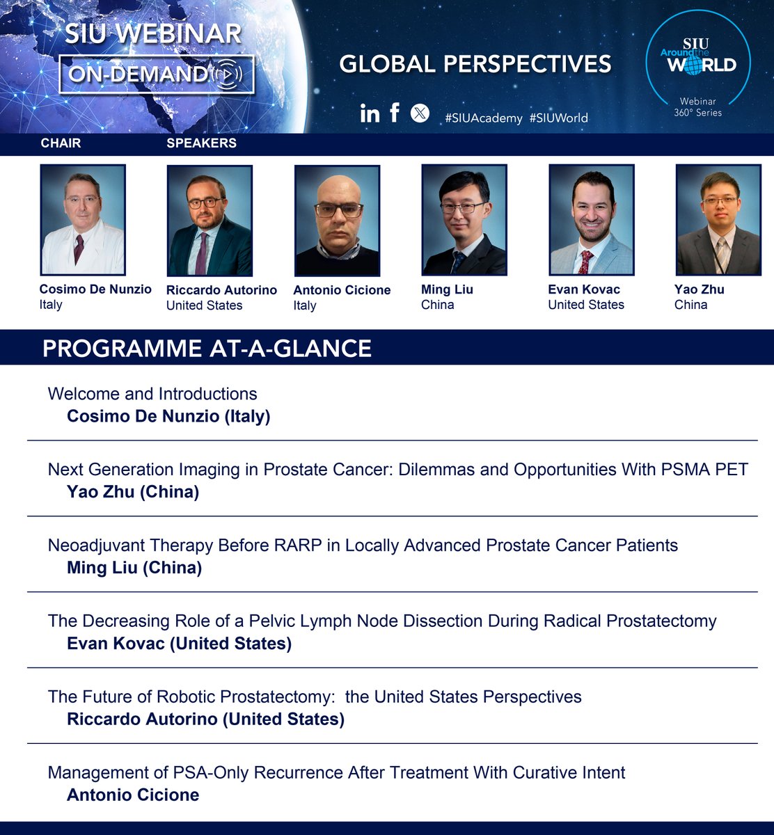 📣 Introducing Global Perspectives, a new #SIUAcademy web series featuring real-world complexities in #urological care. In the first of the series, join Dr. Cosimo De Nunzio (Italy) and experts from around the world for a discussion on innovations and challenges of diagnosis,…