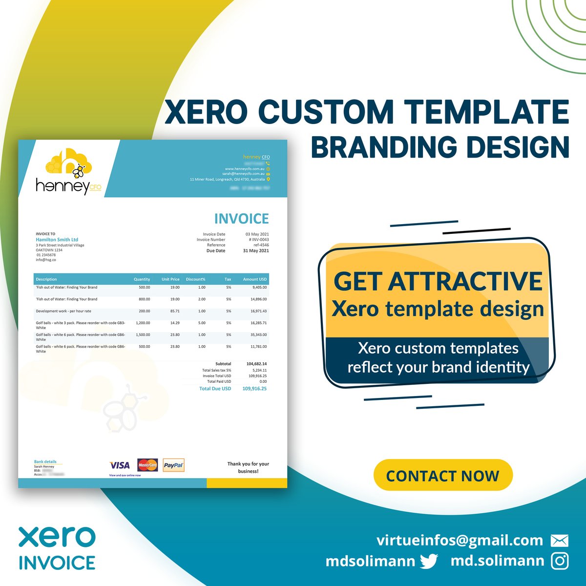 Xero Custom Invoice Template Branding

#Xero #Xerotemplate #Xerocertified #XeroAustralia #Xerocon #XeroCustomTemplate #XeroExpert #XeroBookkeeping #XeroAwards #Bookkeeping #Accountants #Bookkeeper #SmallBizTips #SmallBiz #SmallBusiness #SmallBusinessOwner #Biz #BusinessOwner