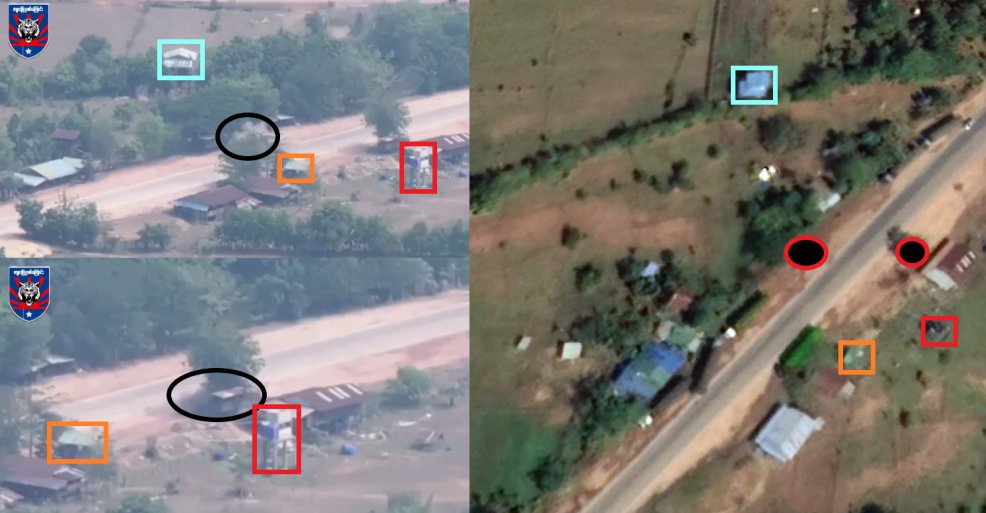 Albino Tiger Column drones targets two Sit-Tat vehicles on the outskirts of Kawkareik. One appears to have been hit directly.

Location : Kawkareik, Karen/Kayin State, Myanmar
Impact 1: 16.562963, 98.278068
Impact 2: 16.562915, 98.278343
@GeoConfirmed