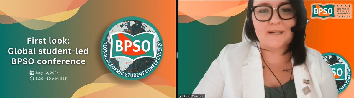 We're excited to welcome everyone to the first session of day 5 of #NursingWeek!

Sarah Davidson begins the session with a land acknowledgement.

"It is with great pleasure that I welcome students to a sneak peek preview of our Academic #BPSO conference," says Davidson.